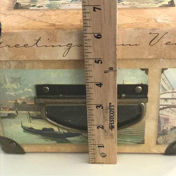 T. HIGGINS Collectible Wooden Storage Box Metal Corners & Handles - Venice Motif - Picture 13 of 15